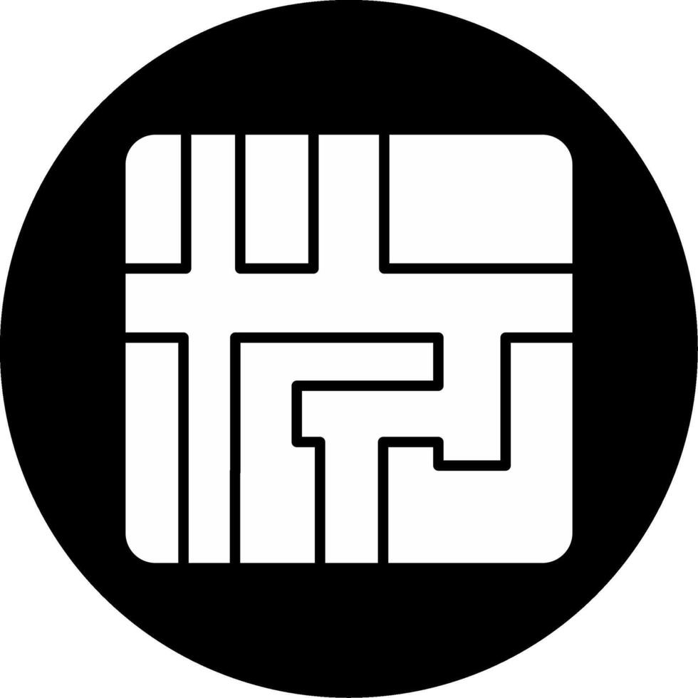 Map with Directional Arrows Glyph Circle Inverted vector