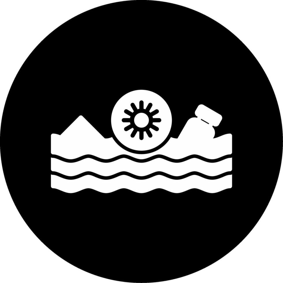 Industrial Water Pollution Alert Symbol Glyph Circle Inverted vector