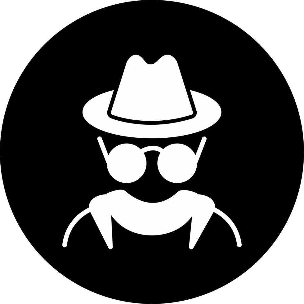 Mysterious Man in Black Hat Glyph Circle Inverted vector