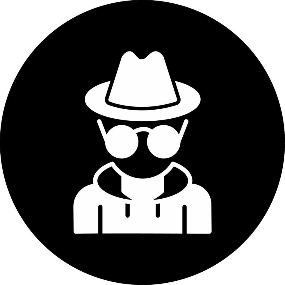 Hacker with Anonymity Mask Glyph Circle Inverted vector