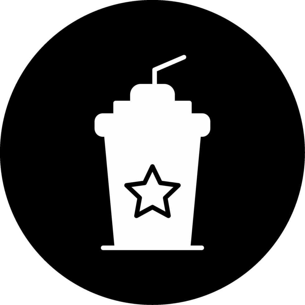 Cold Beverage Cup Icon Glyph Circle Inverted vector
