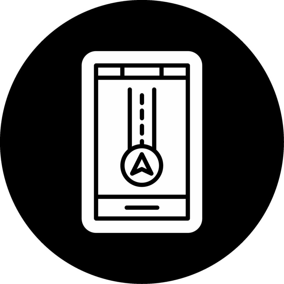 GPS Map Path Indicator Glyph Circle Inverted vector