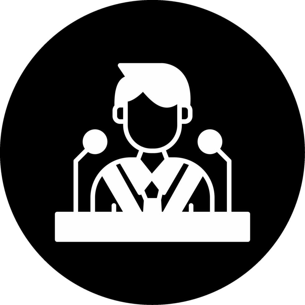 Guest Speaker or Keynote Presenter Glyph Circle Inverted vector