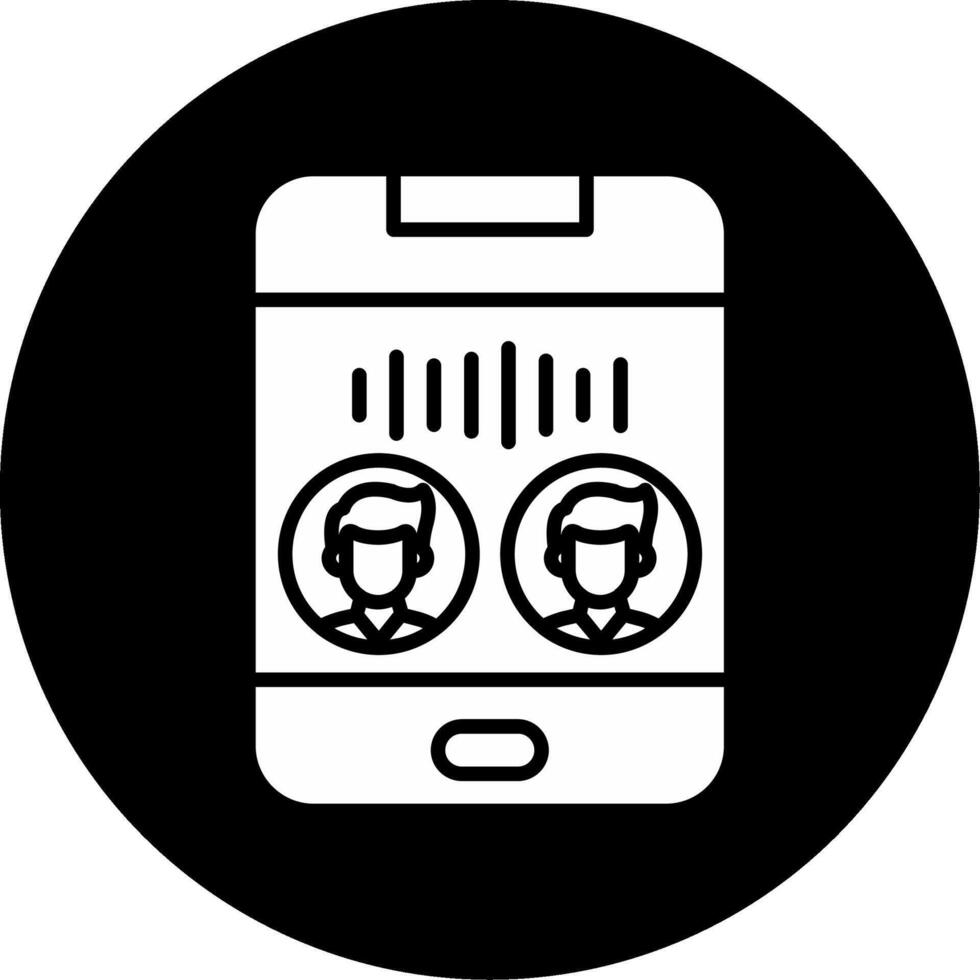 Podcast Recording Mic with Headset Glyph Circle Inverted vector