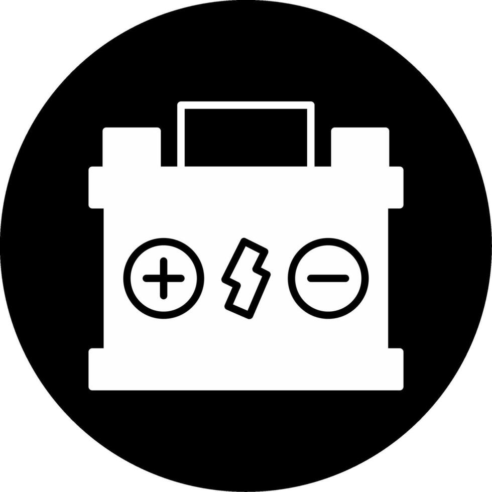 Rechargeable Battery Power Source Glyph Circle Inverted vector