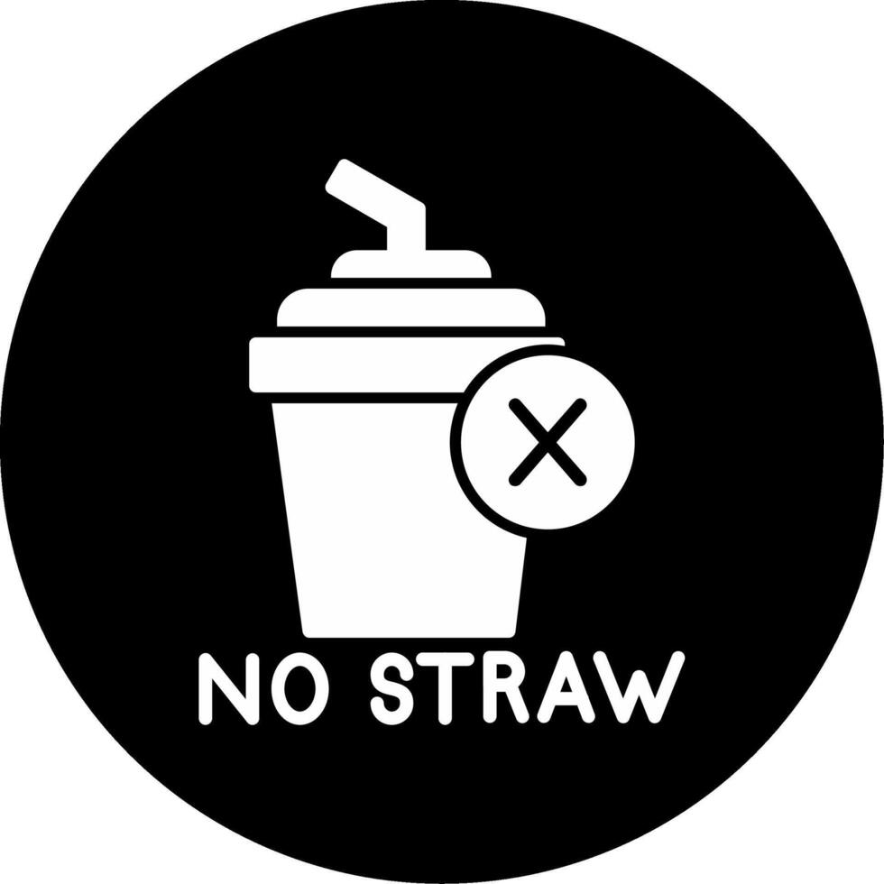 International Straw Free Day Eco Sign Glyph Circle Inverted vector