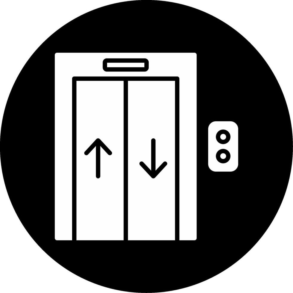 Building Elevator Lift Icon Glyph Circle Inverted vector