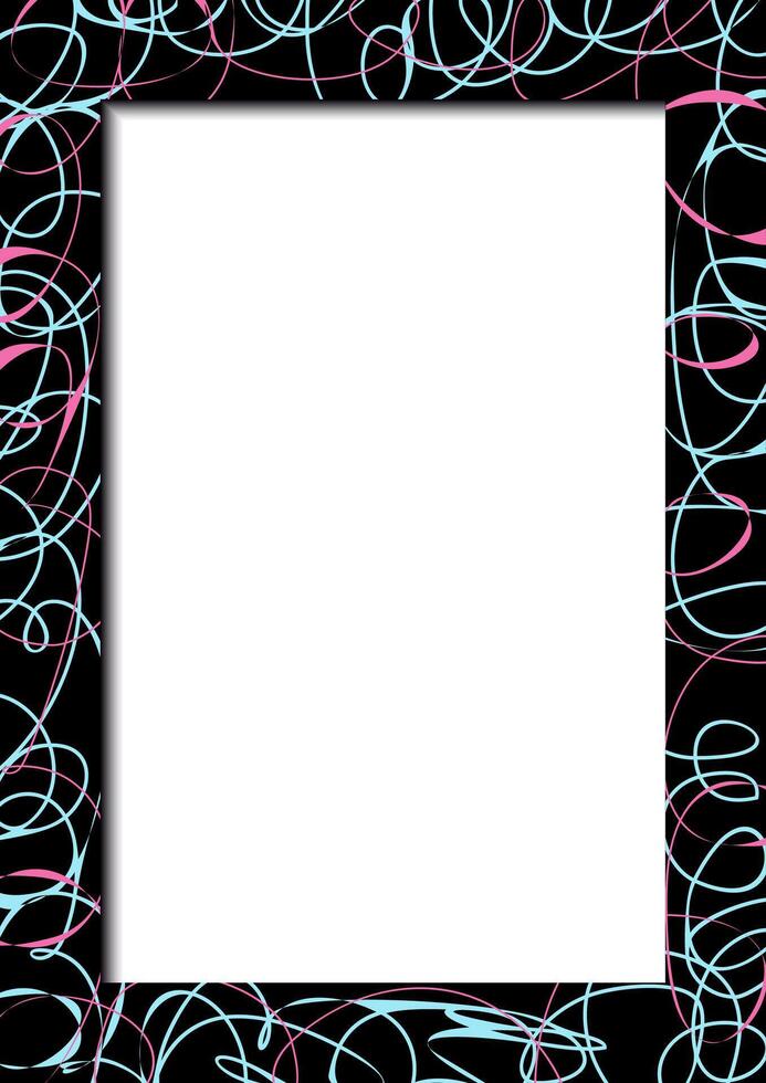 Abstract dark vertical frame with scribbles vector