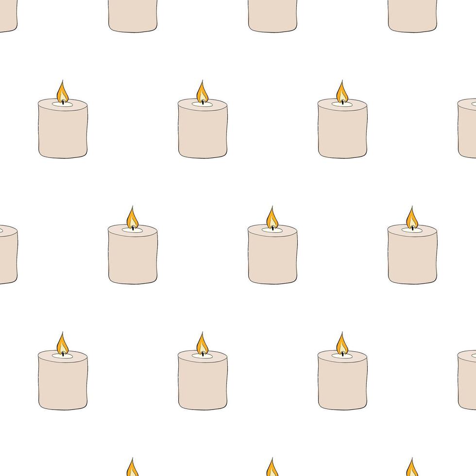 Aroma Candle Seamless pattern. graphic line ink illustration. Cozy abstract background. Aromatherapy, relaxation and good mood. Design for package, cosmetic, textile, cards. vector