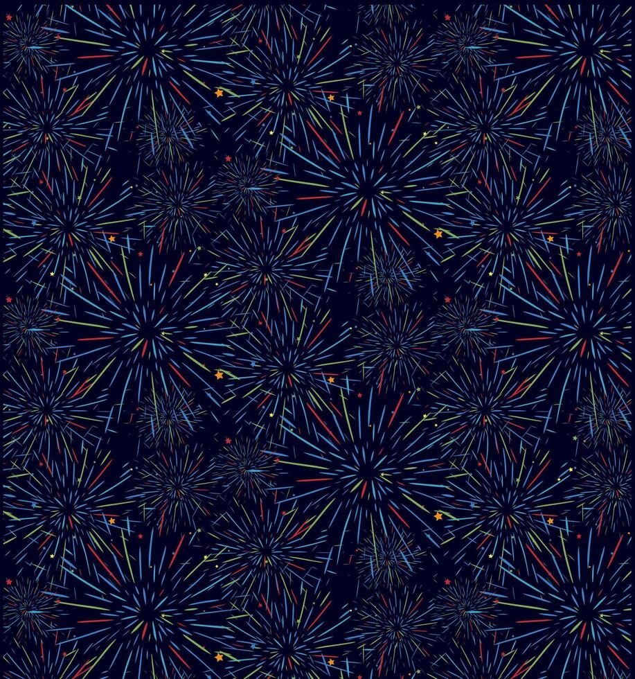 Fireworks, happy fireworks Seamless pattern. graphic line ink illustration. celebration with background. design for fashion graphics, textile prints, fabrics, wallpapers. vector