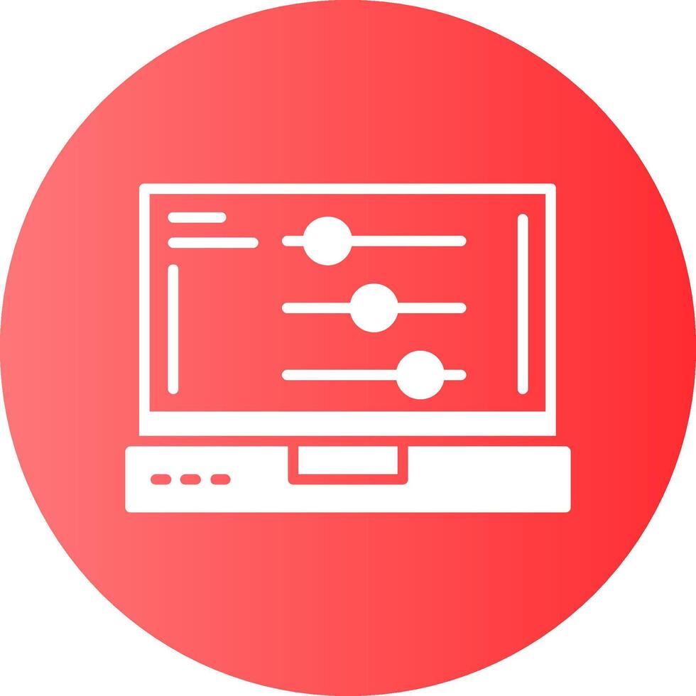 Settings Laptop Interface Gradient Circle Icon Design vector
