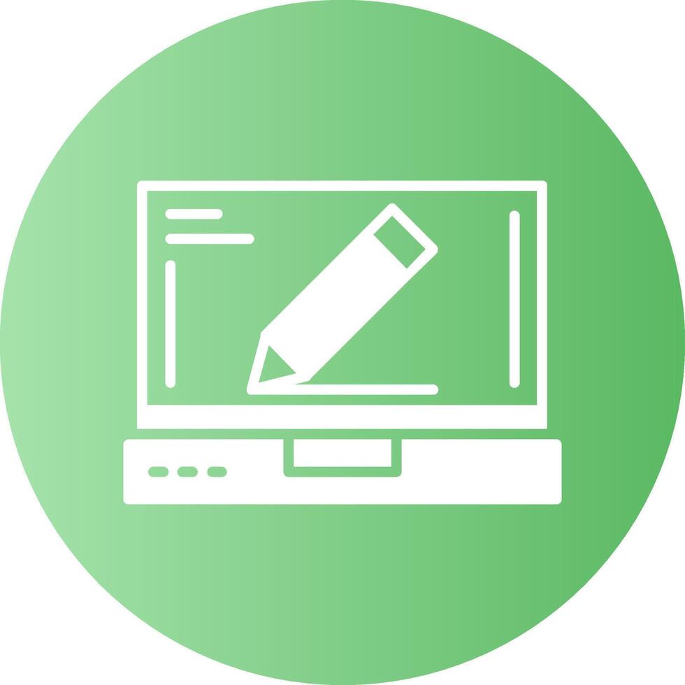 Edit Laptop Interface Solid Gradient Circle Icon vector