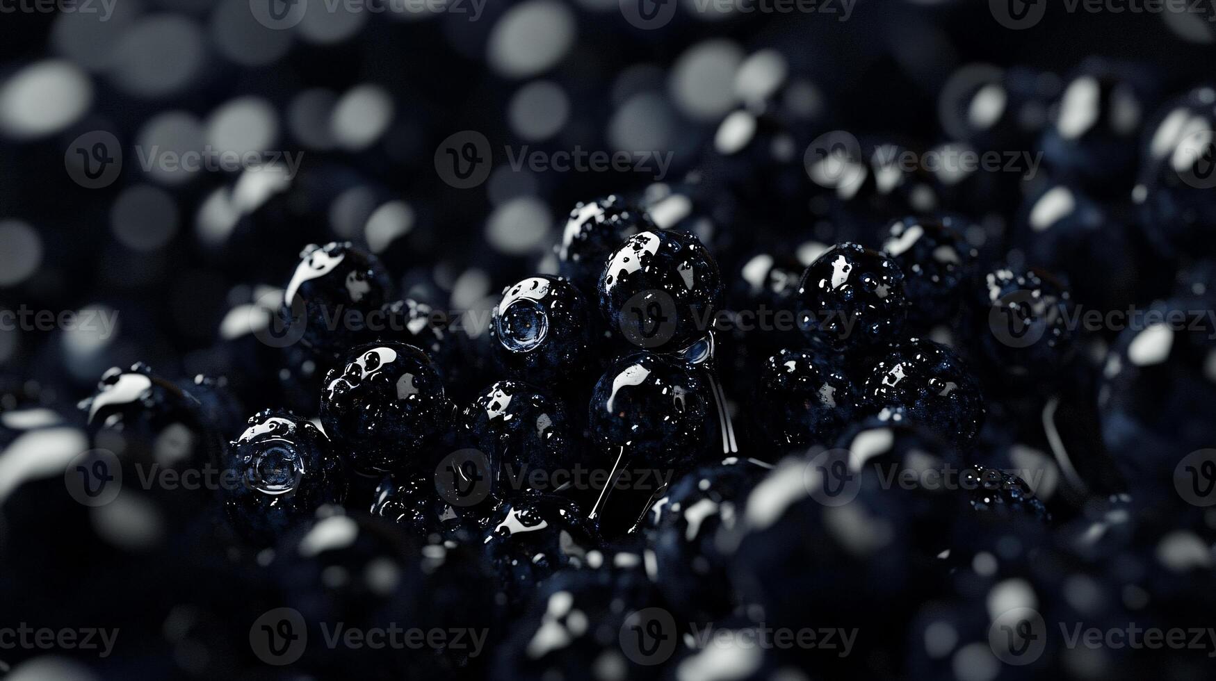Vibrant Open Cenital View of Plump Dark Blueberries photo