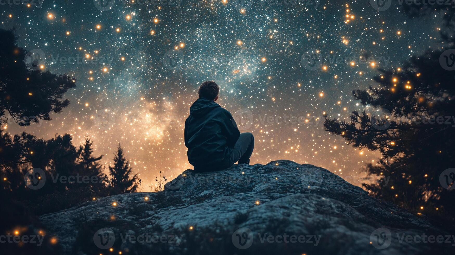 Vast cosmos illuminated with countless twinkling stars against a dark backdrop photo