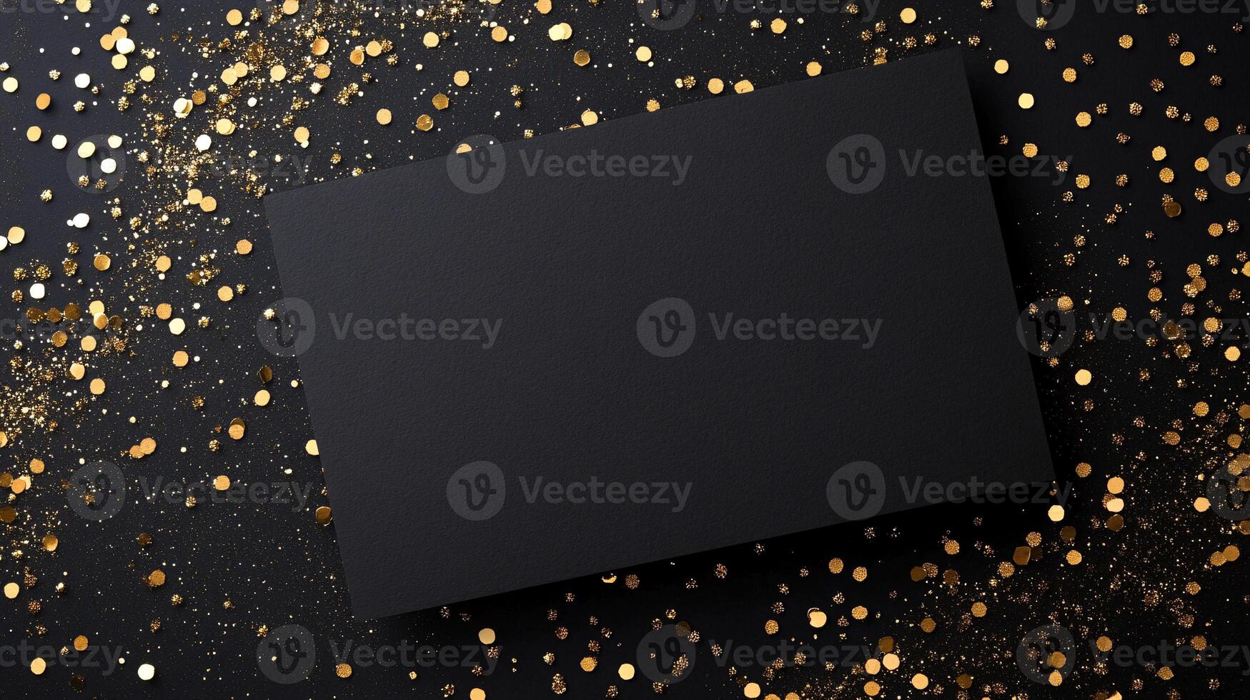 Stylish New Year Eve invitation template featuring luxurious black background and shimmering sparkles for festive events photo