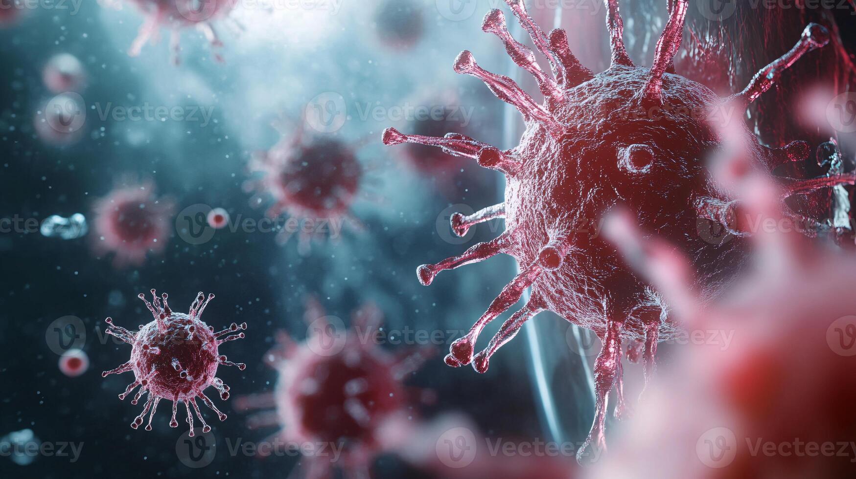 Stunning Macro Shot of Bacteria and Viruses Under Scientific Observation photo