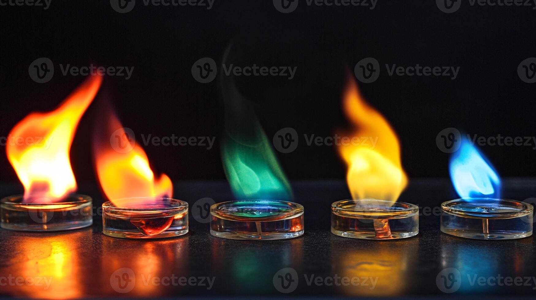 A Colorful Array of Bunsen Burners Creating Unique Flame Patterns photo