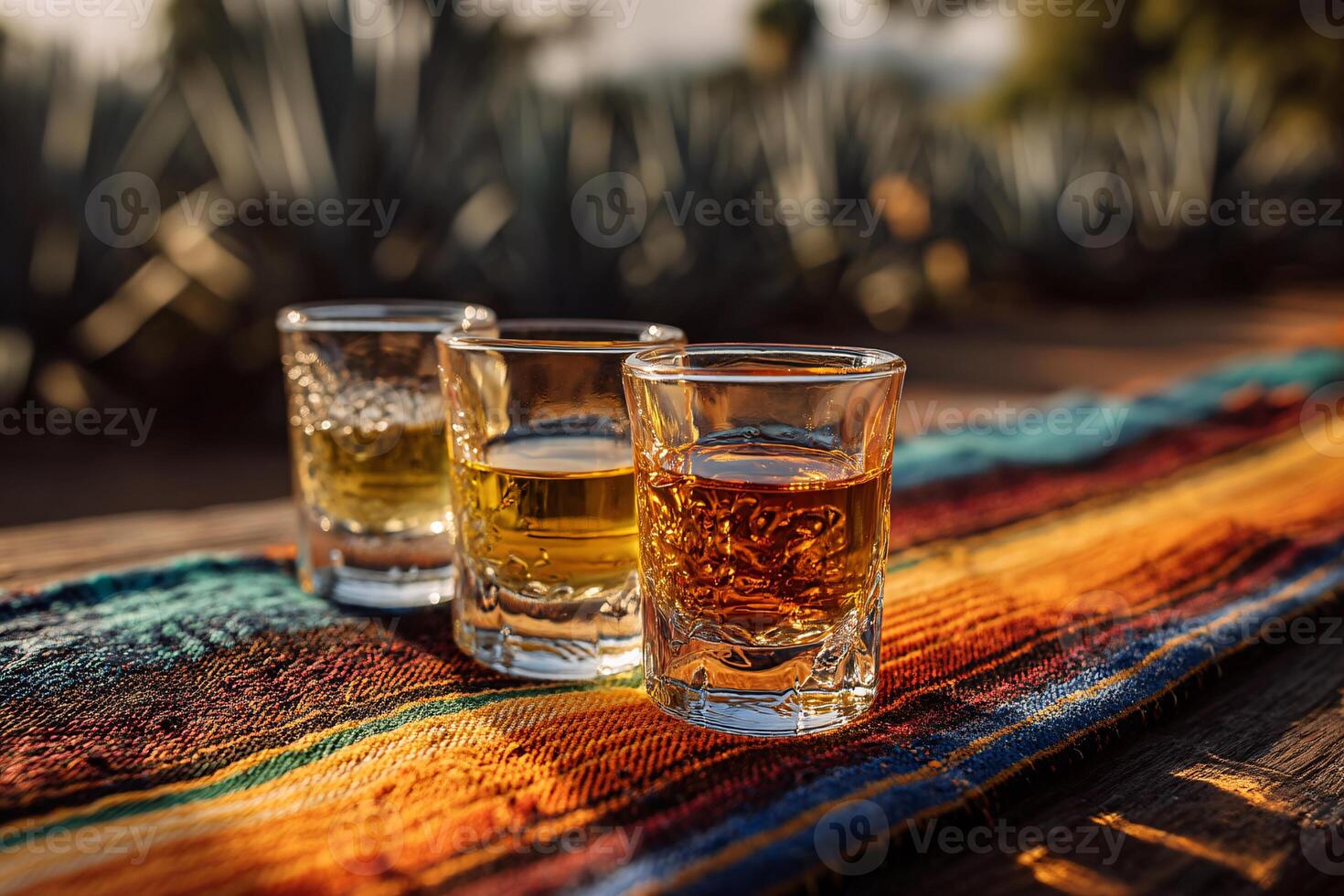 Natural Light Illuminating a Mezcal Tasting Set with Diverse Jicaras photo