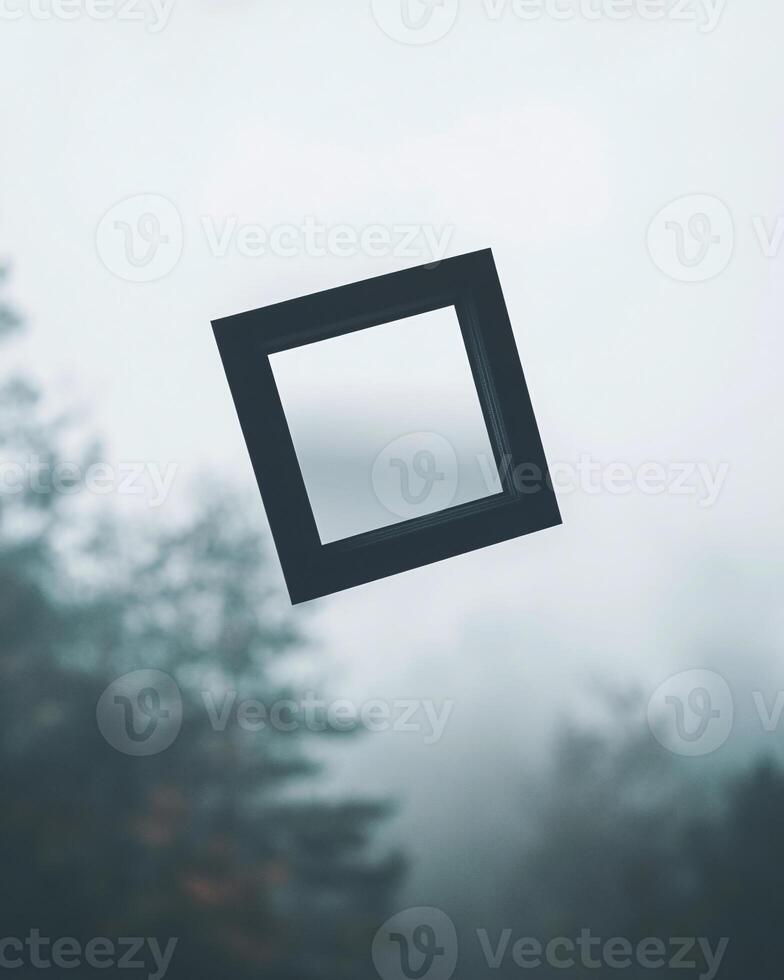 Empty Photo Frame Floating in Air, Symbolizing the Absence of Memories