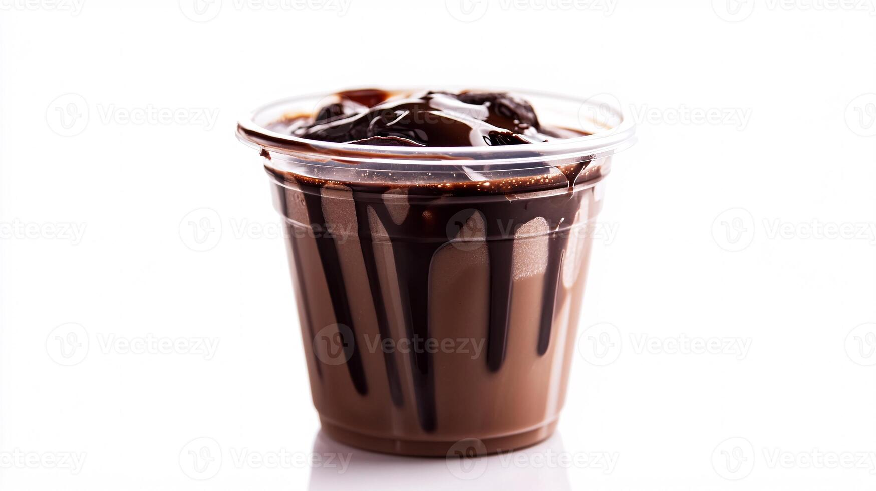 Chocolate Milkshake in Clear Cup with Rich Chocolate Drizzle photo