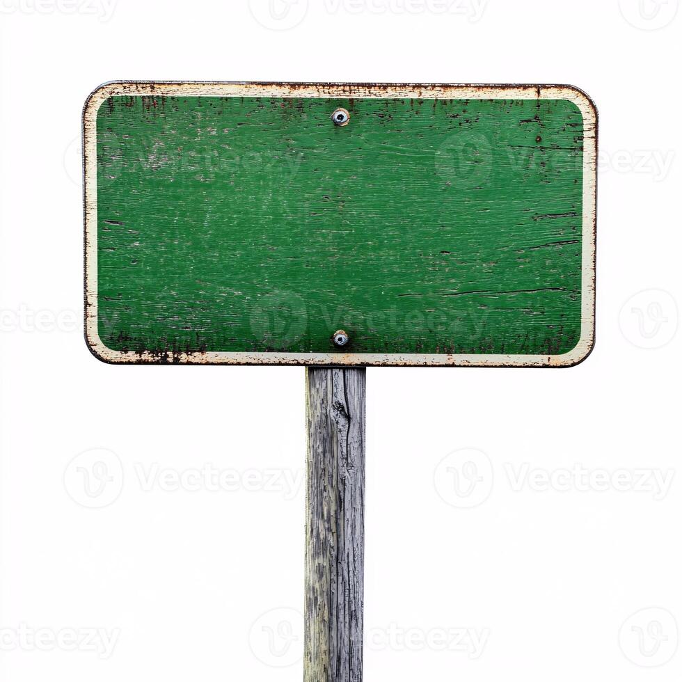 Isolated green traffic sign indicating a street name and direction photo