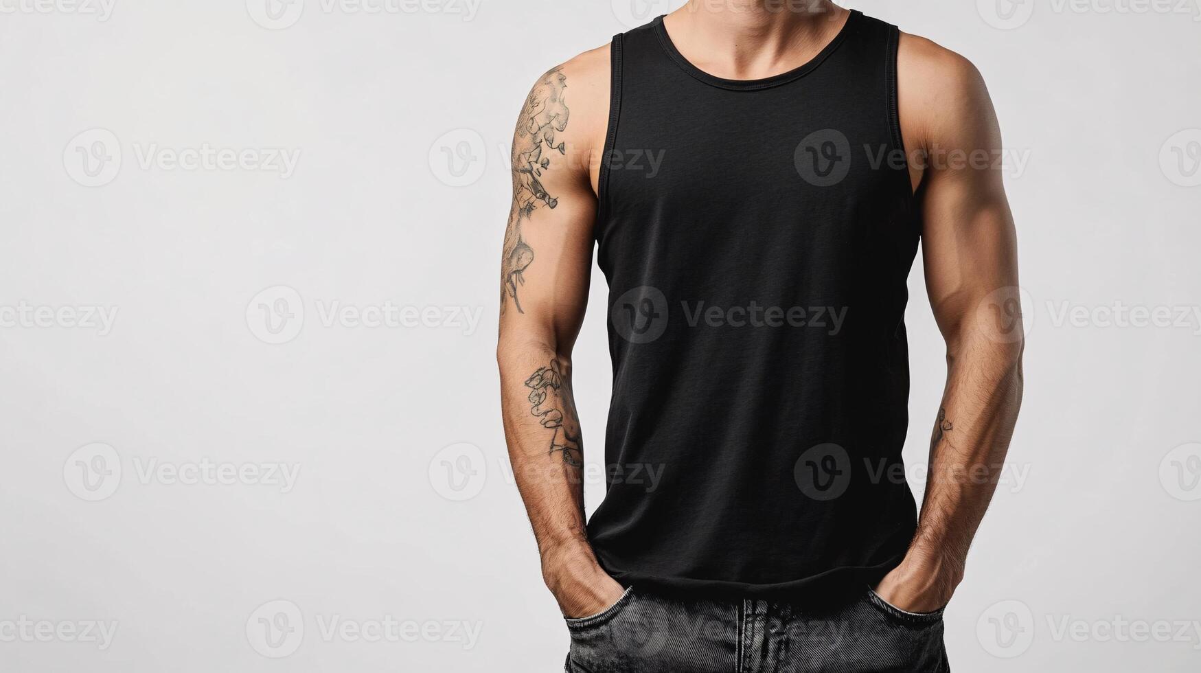 Stylish Mens Black Sleeveless T-shirts Ideal for Summer Wardrobe photo
