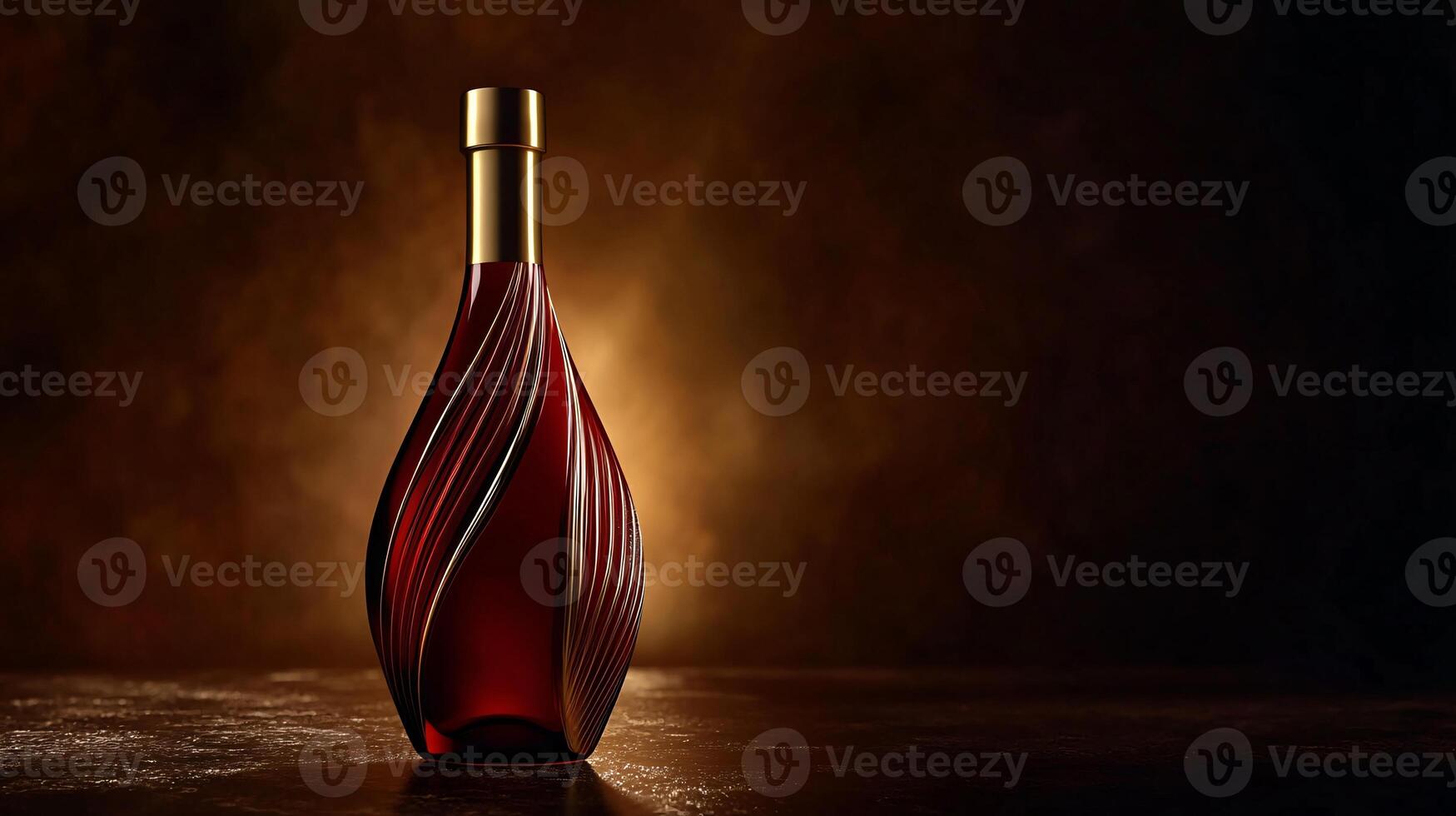 Glowing red wine in exquisite bottle, embodying elegance and sophistication photo