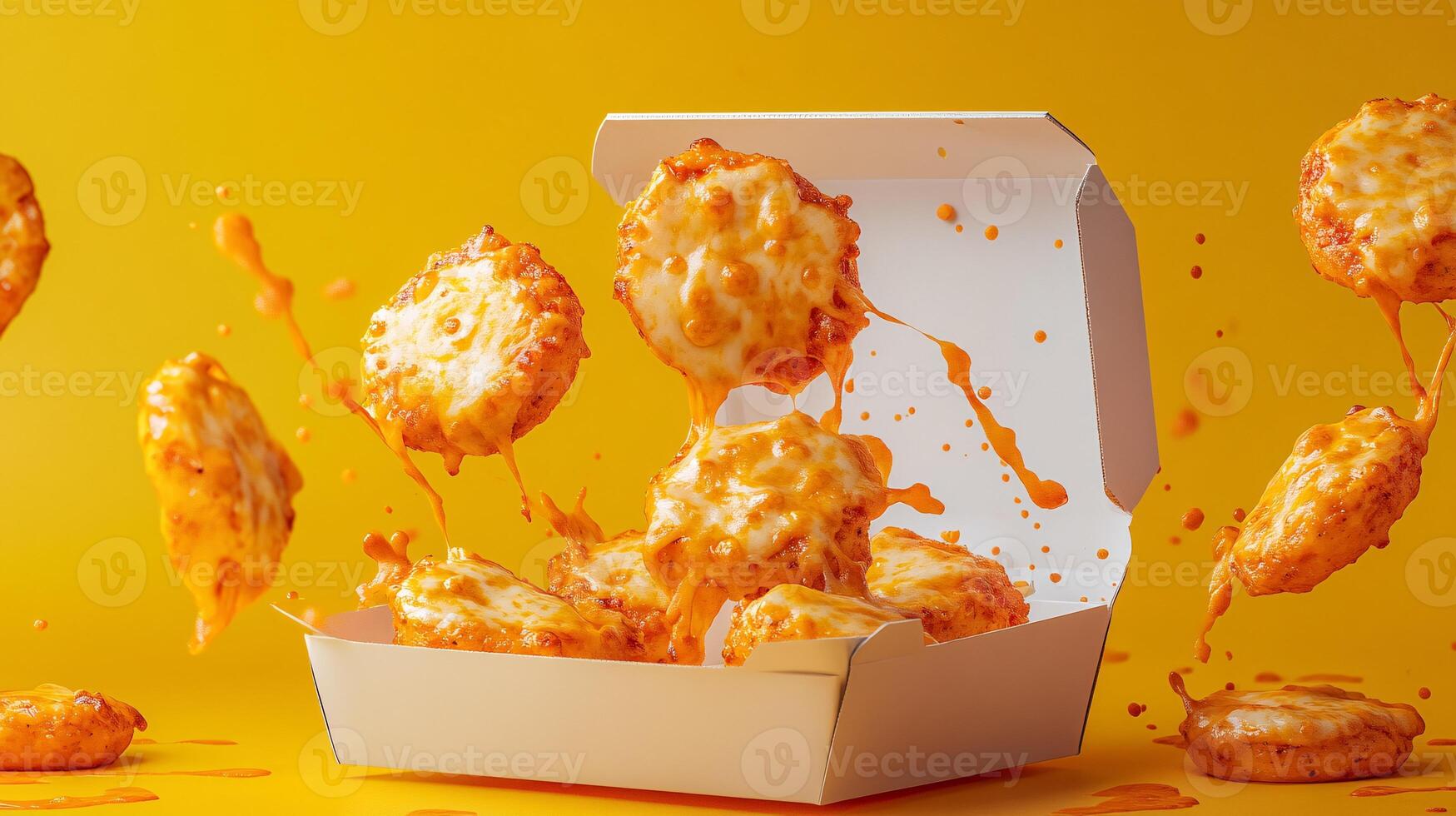 Delicious Mini Pizza Bites in a Stylishly Branded Takeout Container photo