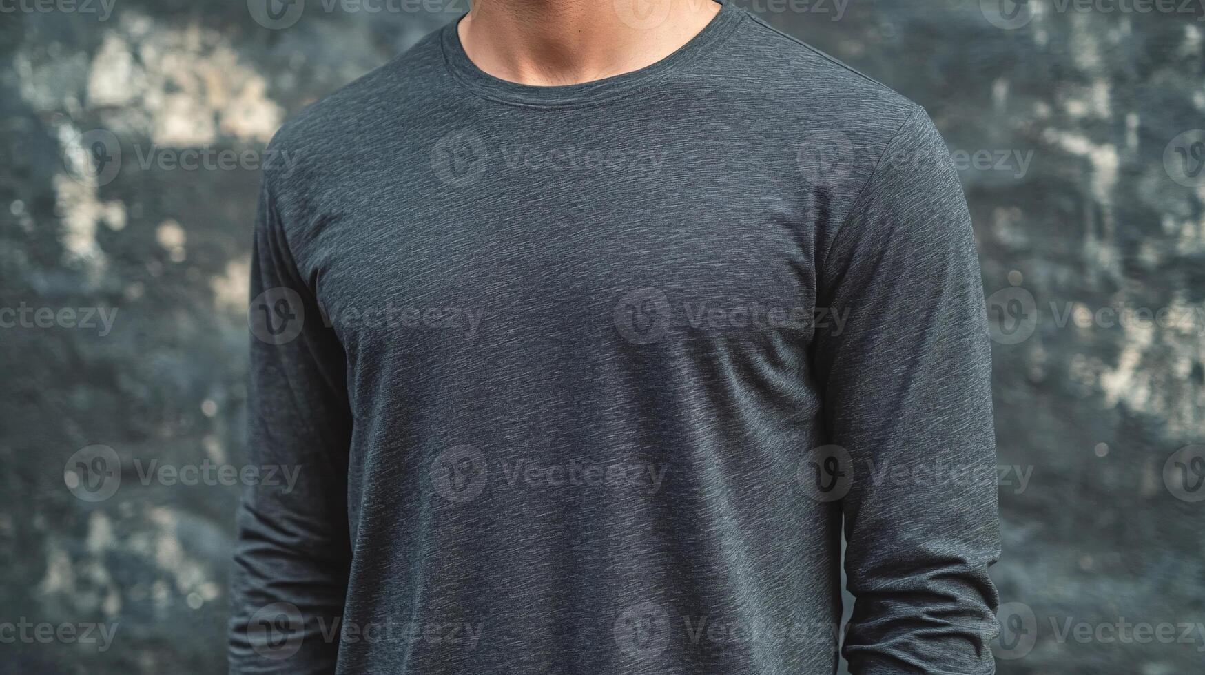 Premium Aesthetic Charcoal Gray Long Sleeve Tee Perfect for Fashion Marketing photo