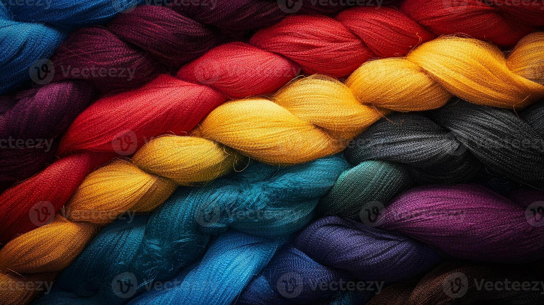 A Close-Up View of Colorful Yarn Threads at a Textile Factory photo