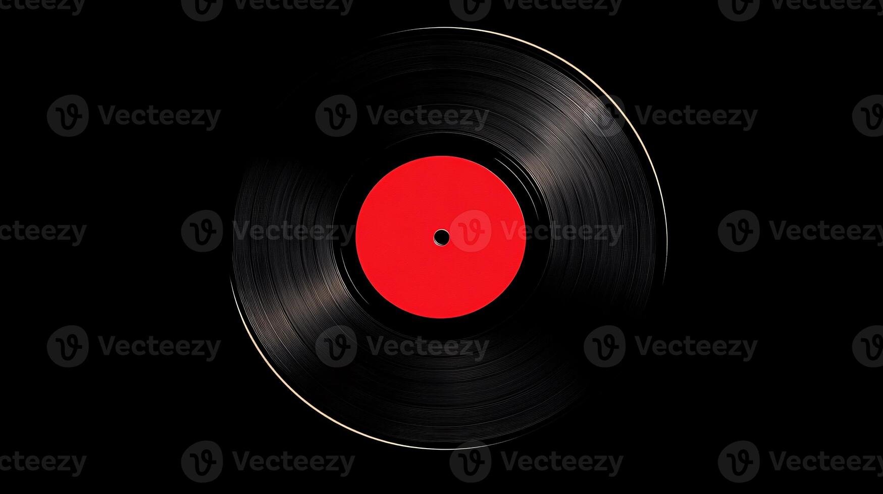Minimalist Display of a Black Vinyl Record Showcasing Intricate Grooves and Vibrant Colors photo
