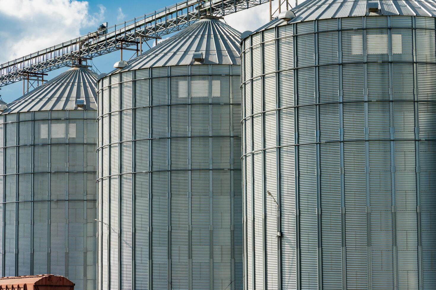 Agricultural silos for storage harvest. Granary elevator. Agribusiness photo