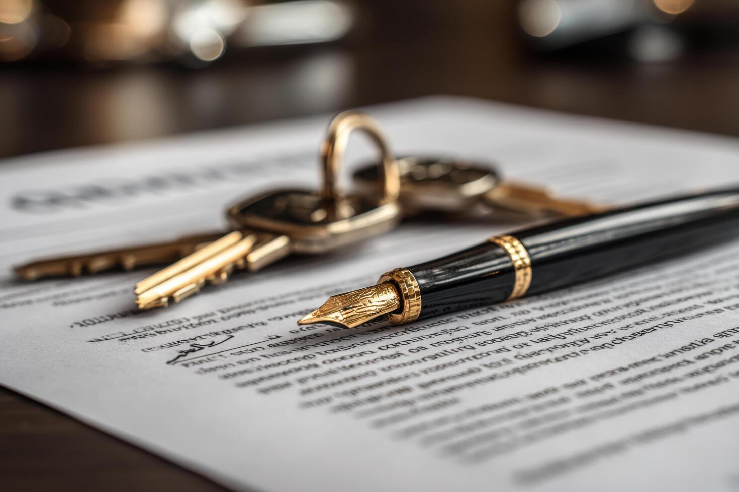 A pen and keys on a contract photo