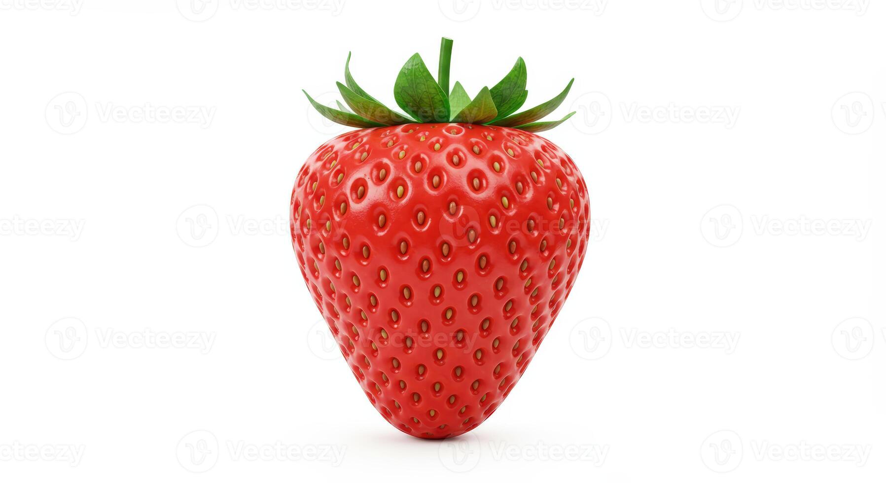 A strawberry is shown on a white background photo
