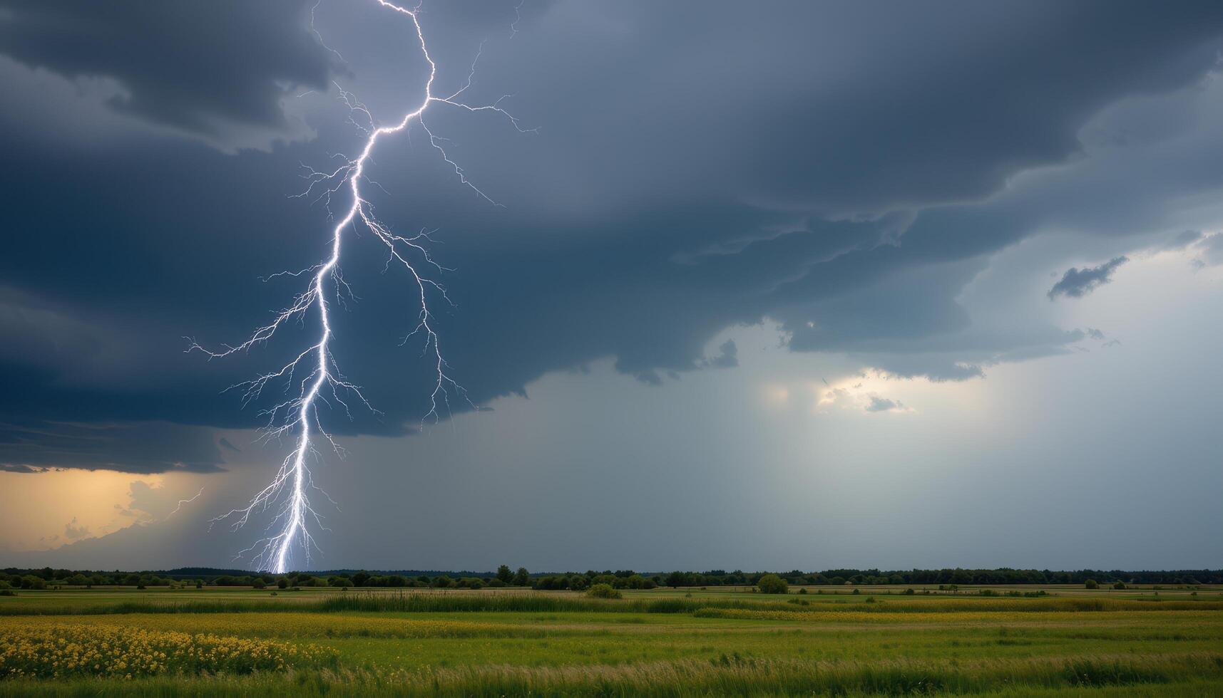a thunderstorm approaching over open plains photo