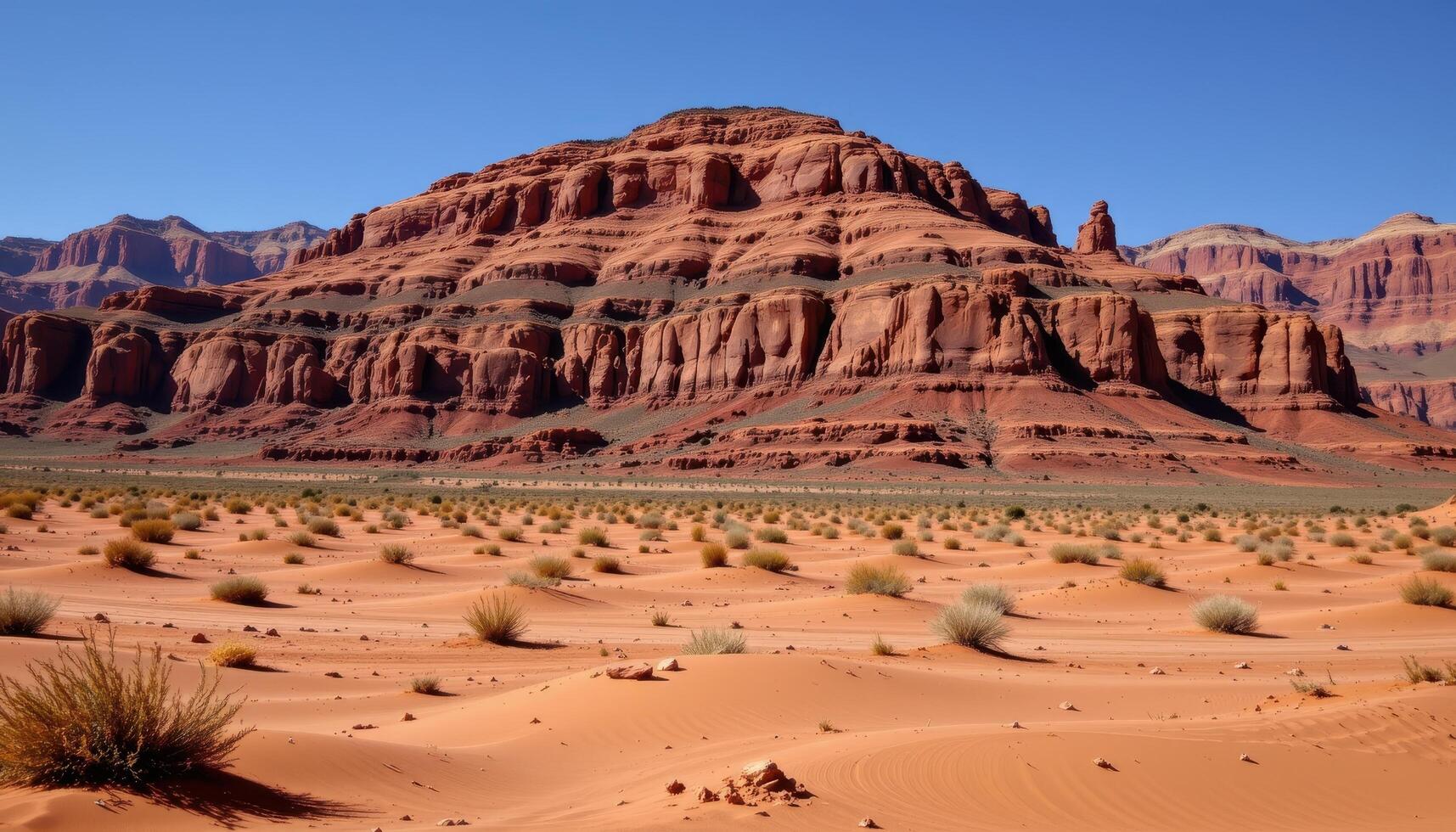 a red rock desert with layered formations photo