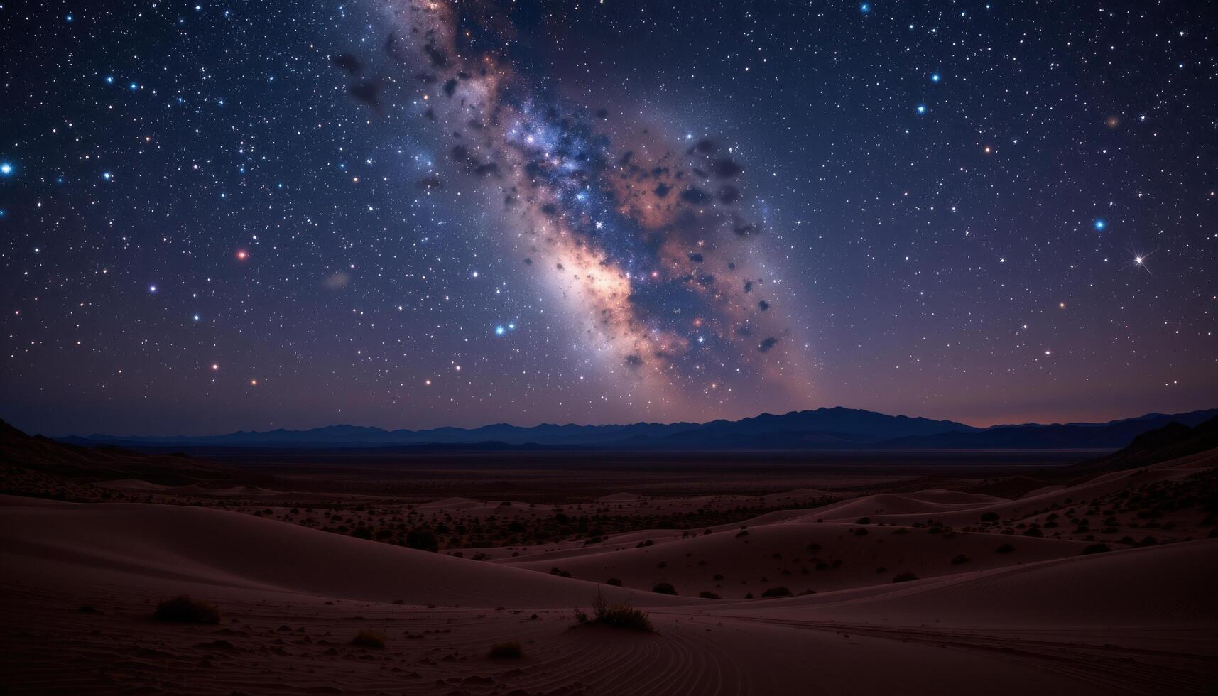 a star filled sky above a vast desert plain photo