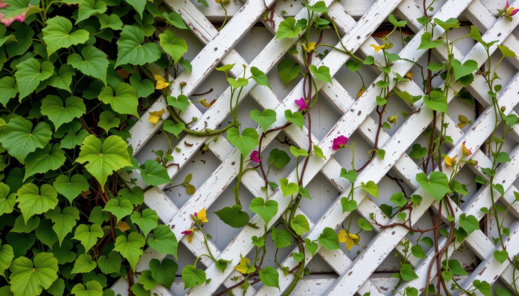 vines growing on a lattice panel photo