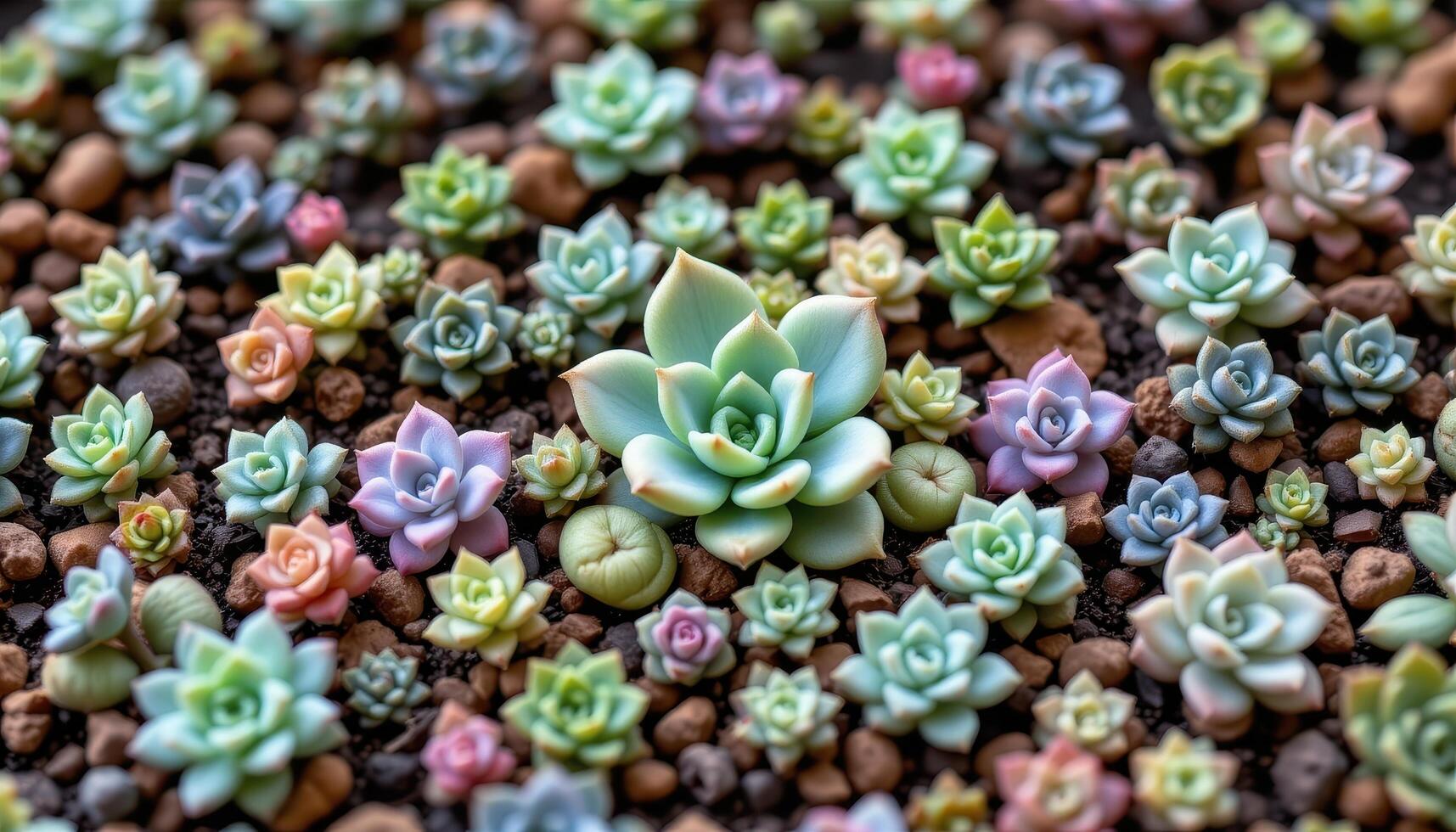 tiny succulents arranged in a spiral pattern photo