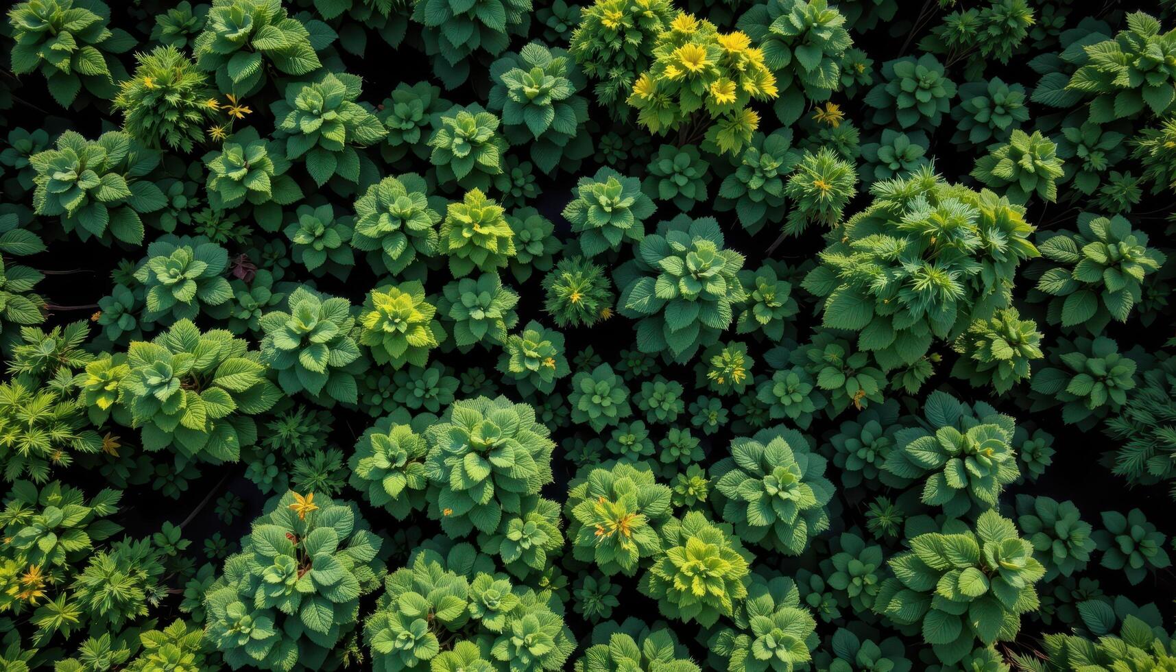 a thick rainforest canopy seen from above photo