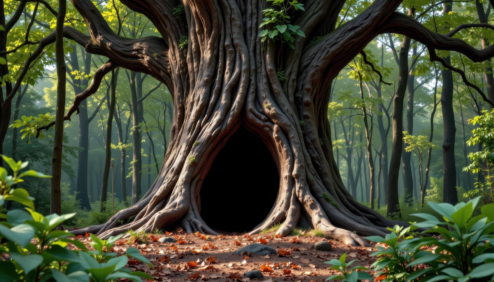 a hollow tree in the heart of the forest photo