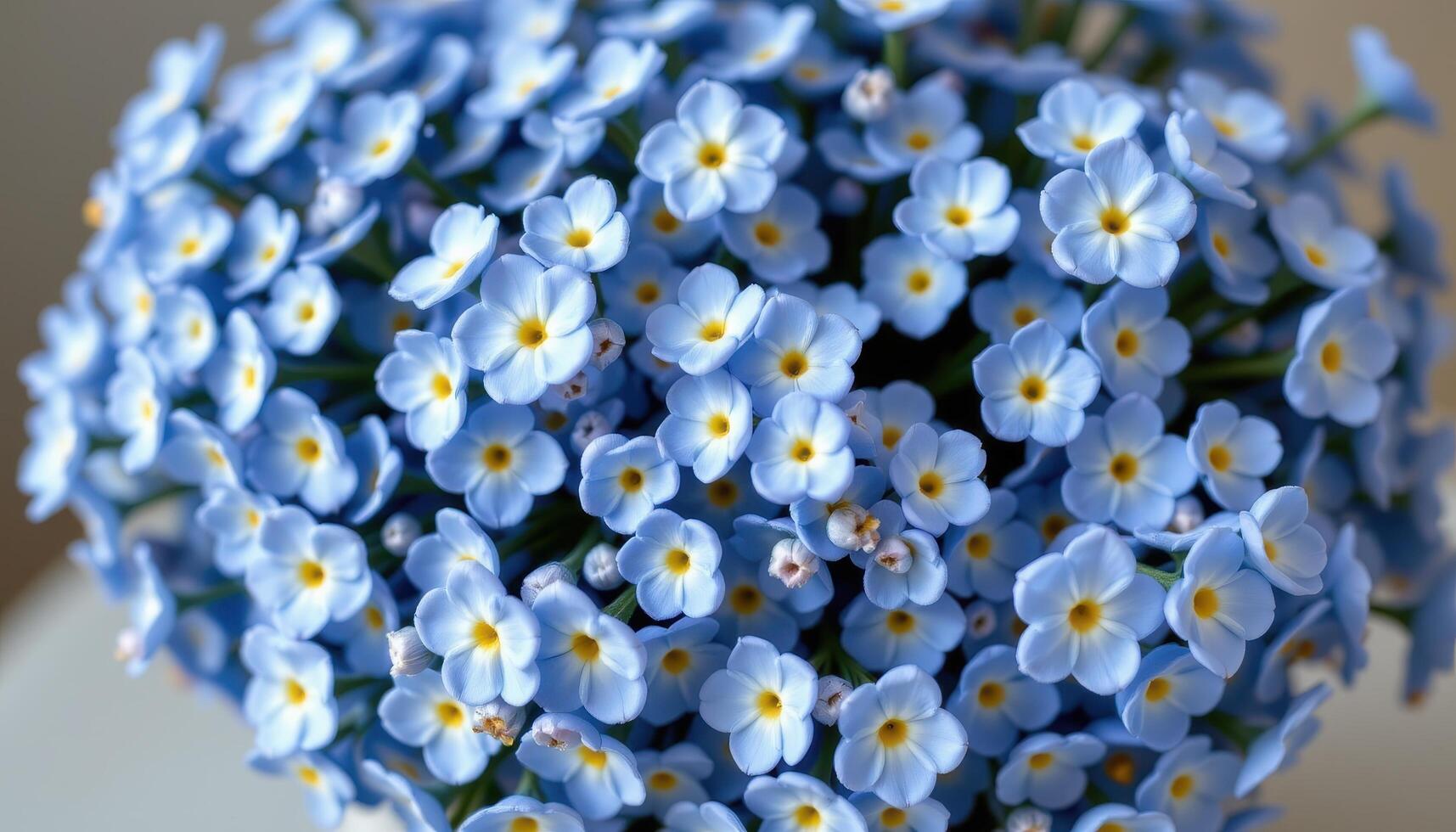 a bouquet of forget me nots in soft blue hues photo