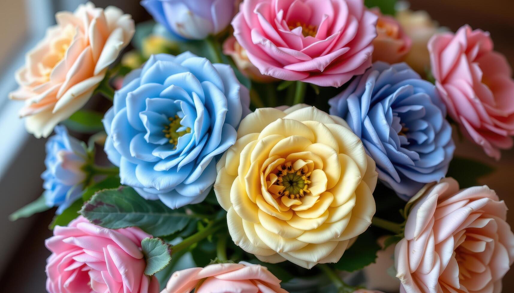 a bouquet of soft pastel ranunculus photo