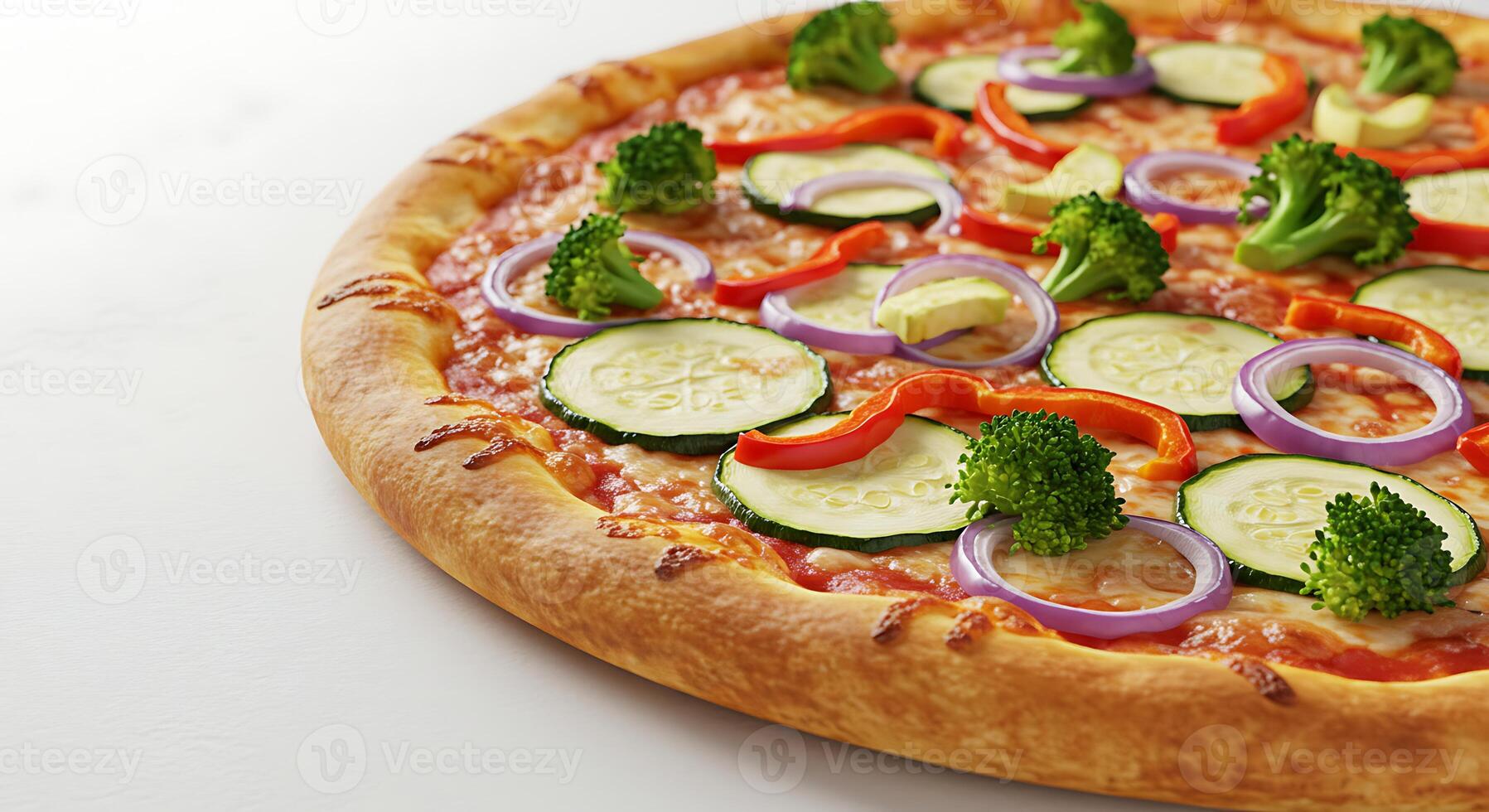 A pizza with vegetables on it photo