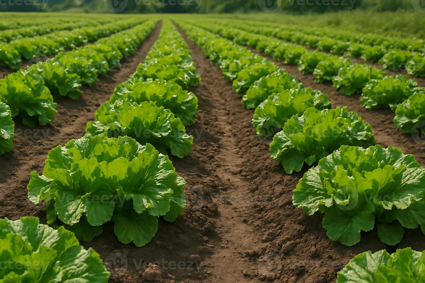 A field of lettuce growing in the middle of a field photo