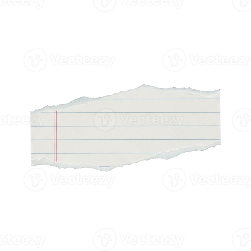 Torn piece lined paper transparant image png