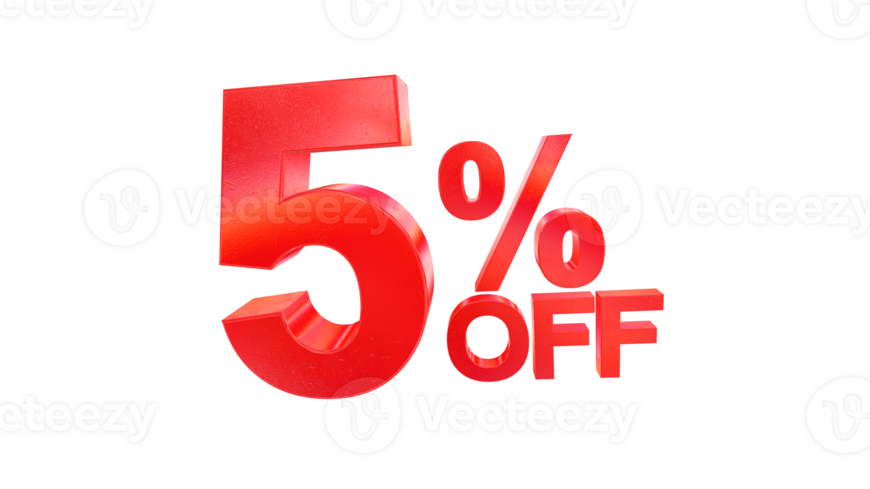 3d 5 percent off text with dark red metal and rainbow effects isolated on a transparent background. 3d elements for graphic design. png