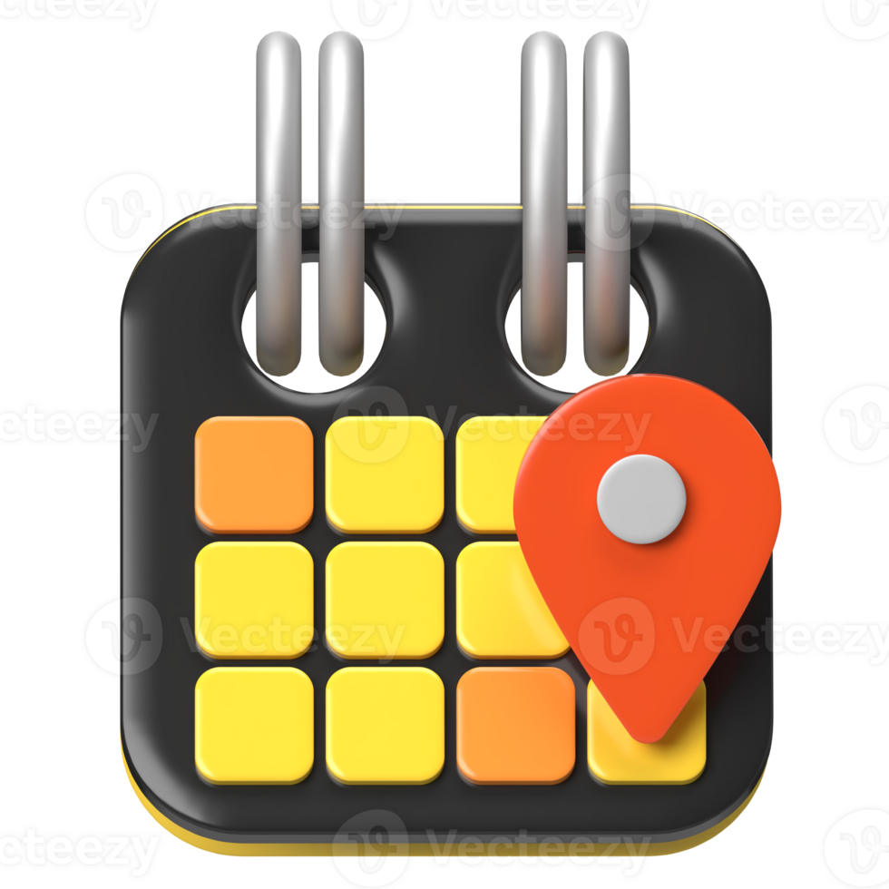 Calendar with Location Pin, 3D Event Planner Icon png