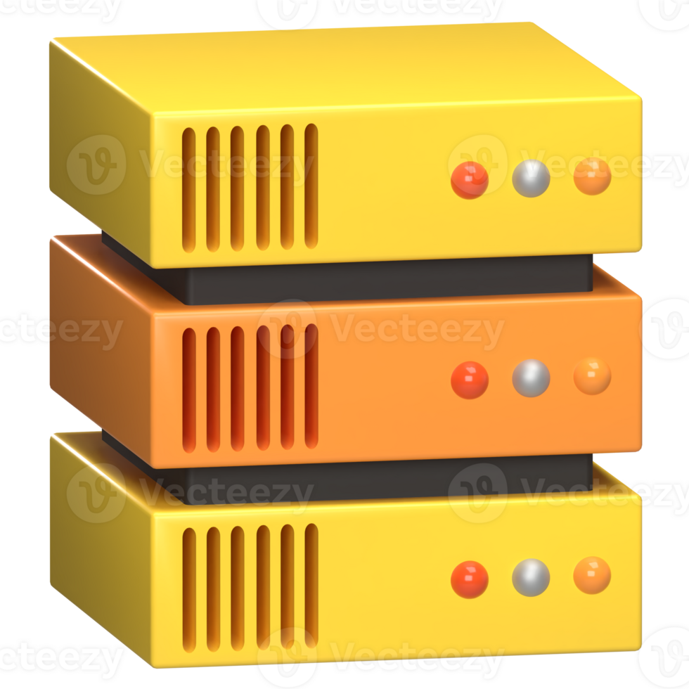 Stack of Server Racks in Yellow and Orange, 3D Icon png