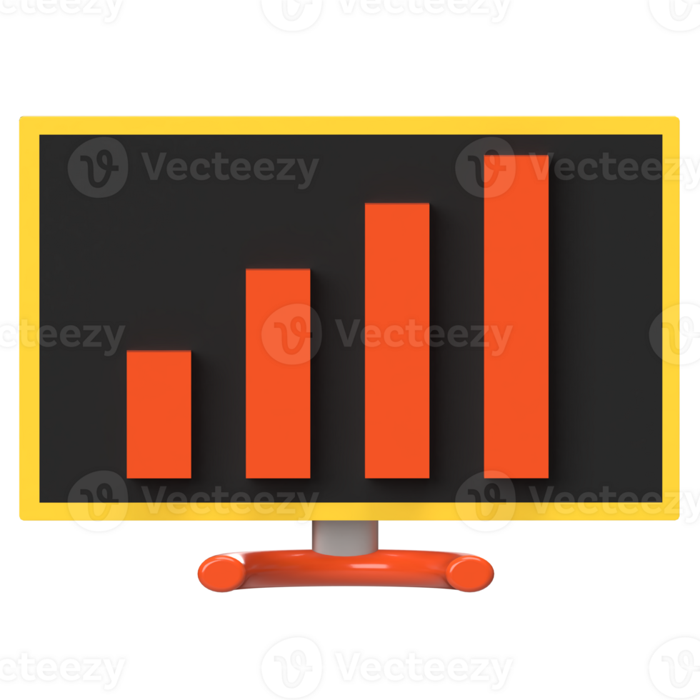 Business Analytics Graph on Screen, 3D Render png